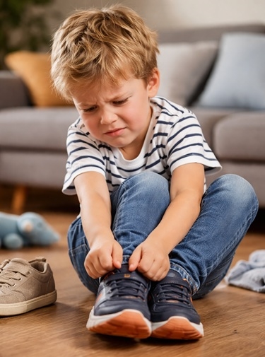 Børnesko og pasform med fokus på korrekt plads foran tæerne