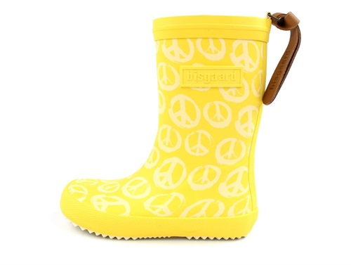 Bisgaard Gummistøvle Gul Med Fredstegn - Str. 26