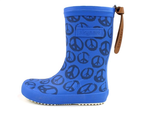 Bisgaard Gummistøvle Blå Med Fredstegn - Str. 26