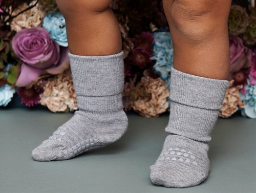Gobabygo Grey Melange Light Bambusstrømper (2-pak) - Str.        0-6m 14-16