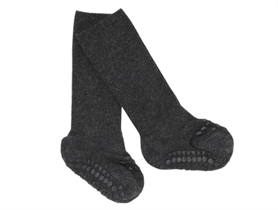 GoBabyGo bambusstrømper skridsikre mørkegrå melange