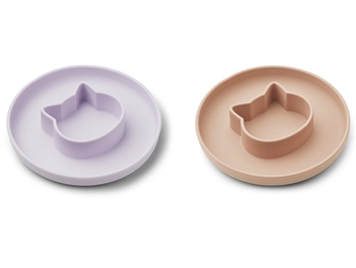 Liewood Cat Light Lavender/rose Mix Tallerken Gordon Silikone (2-pak)