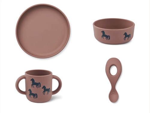 Liewood Horse/dark Rosetta Spisesæt Vivi Silikone (4-pak)