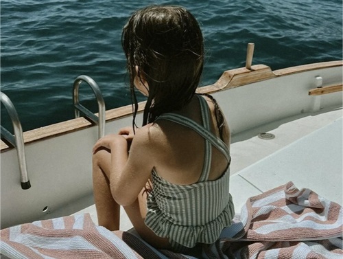 Liewood Sea Blue/white Stribet Badedragt Amara Upf 40+ - Str. 2y 92cm