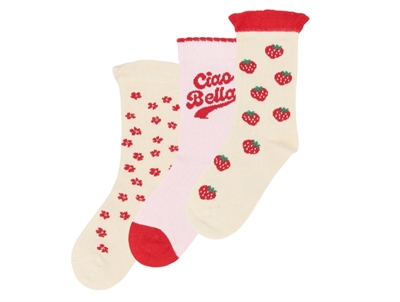 Minipop strømper cherry tomato med print 3-pak