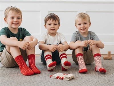 Minipop bright red mix strømper bambus (3-pak)