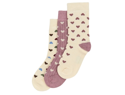 3-pak bambusstrømper med hjerter fra MiniPop heart mix