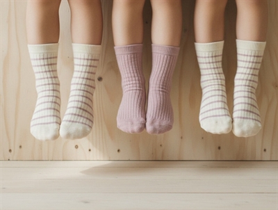 Minipop strømper rosa/råhvid bambus (3-pak)