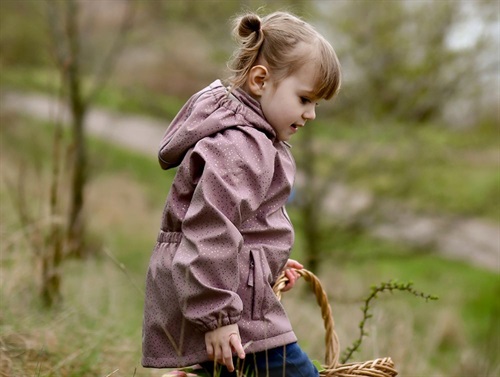 Mikk-line Overgangsjakke Softshell Twilight Mauve Med Glitterprint - Str. 3y 98cm
