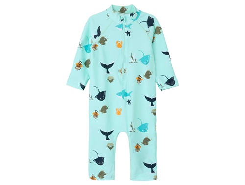 Name It Badedragt Blå Tint Med Havdyr Upf 50+ - Str. 1.5y 86cm