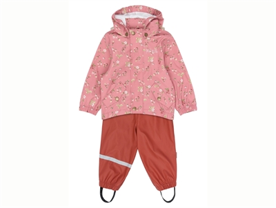 Petit Piao regnsæt dusty rose med jordbærprint