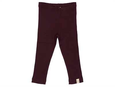Petit Piao leggings i farven dark grape med ribstruktur set forfra