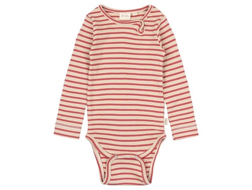 Petit Piao Body Lys Berry/mørk Råhvid Stribet - Str. 9m 74cm