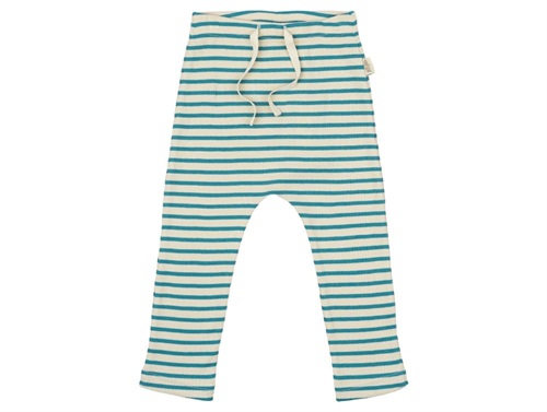 Petit Piao Bukser Turkis/mørk Råhvid Stribet - Str. 6m 68cm billede