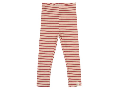 Petit Piao Leggings Lys Berry/mørk Råhvid Stribet - Str. 1y 80cm