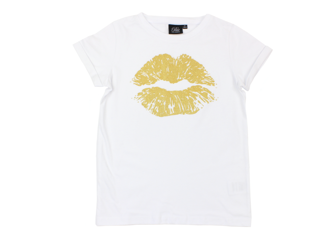 Indbildsk frimærke Sicilien Sofie Schnoor t-shirt white | Golden lips | 249,90.-