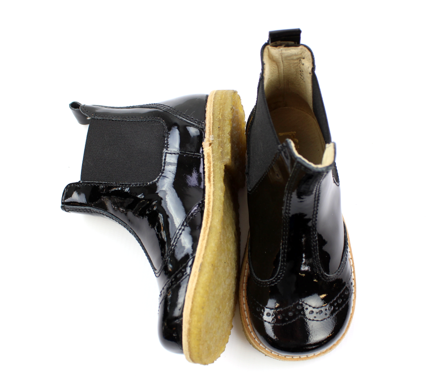 Pom Pom støvlette til i læder | Black Pt | str. 24-30 UDSALG