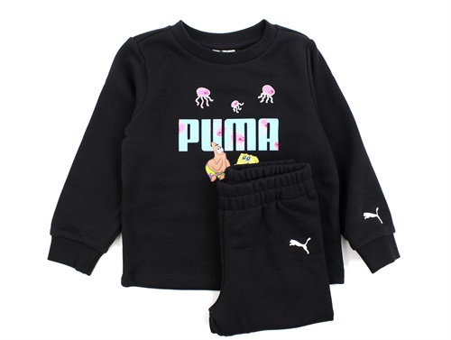 Puma Black Sweatset Med Bluse Og Bukser Spongebob - Str. 2y 92cm