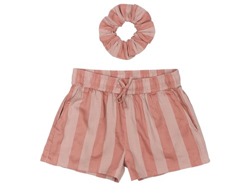 The New Ofelia Shorts Og Scrunchie Old Rose Med Striber - Str. 3-4y 98/104cm