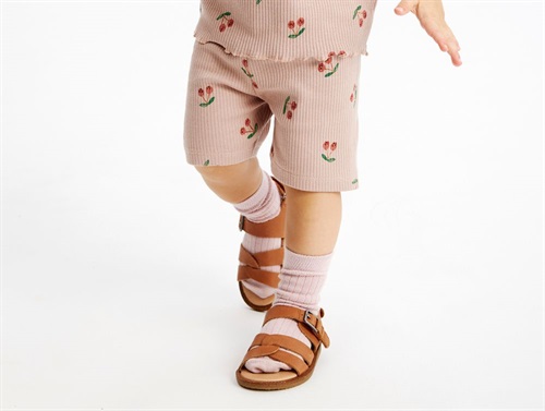 The New Siblings Oona Shorts Adobe Rose Med Kirsebærprint - Str. 3y 98cm billede