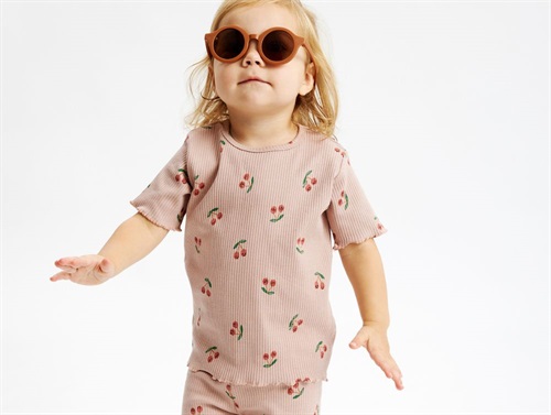 The New Siblings Oona T-shirt Adobe Rose Med Kirsebærprint - Str. 2y 92cm