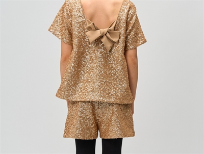 THE NEW paillet top gold med sløjfe i ryggen bagpå- set på barn bagfra