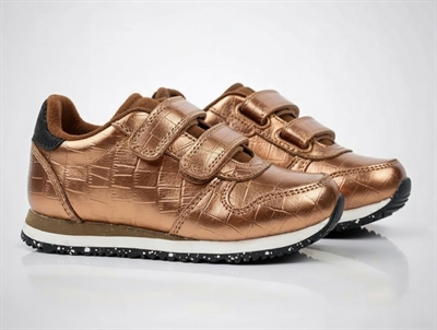 Woden Kids sneaker Sandra burnished copper croco shiny