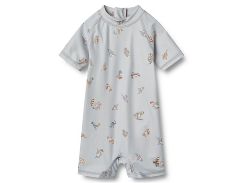 Wheat Cas Badedragt Blå Med Svømmeprint - Str. 1.5y 86cm