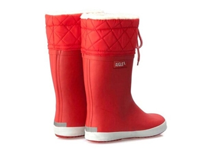 Aigle Giboulee vintergummistøvle rød- set bagfra i par