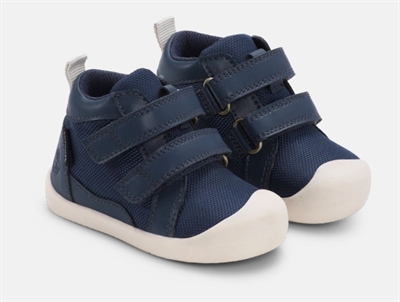 Bundgaard Mio barefoot sko i navy med velcro lukning set forfra
