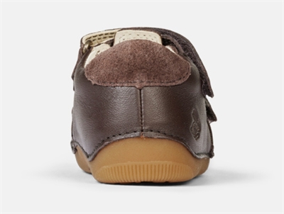 Bundgaard Petit Summer sandal mørkebrun med velcro og lukket tå   