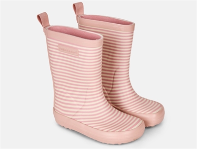 Bundgaard Charly gummistøvle i rosa med striber og refleks bagpå