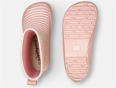 Bundgaard Charly gummistøvle i rosa med striber og refleks bagpå