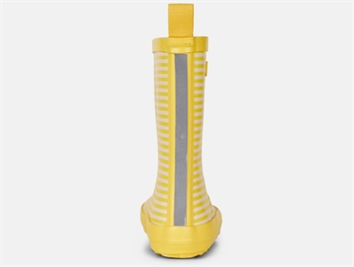 Bundgaard Charly gummistøvle i gul med striber og refleks bagpå