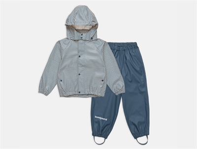 Bundgaard Cayce regnsæt i blå og navy stripe med aftagelig hætte