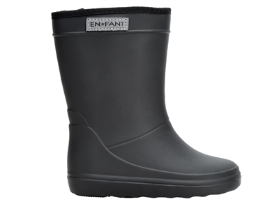 En Fant sorte termo gummistøvler med uldfoer set fra siden