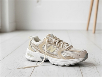 New Balance 530 sneaker til børn i beige nuance med snørelukning