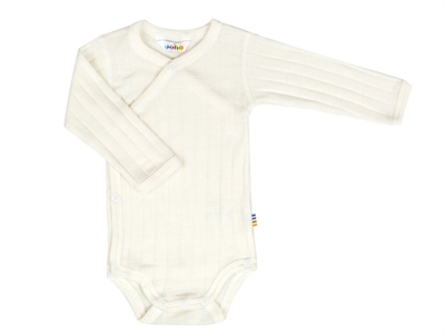 Joha wrap body i natur merinould og silke med trykknapper