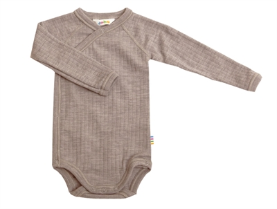 Joha wrap body i sesame melange merinould med trykknapper
