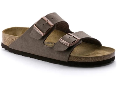 Birkenstock Arizona sandal brun Birkibuc set skråt forfra