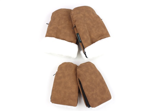 Kongwalther Brown Faux Suede Østerbro Handskesæt Til Mor Og Barn (2-pak)