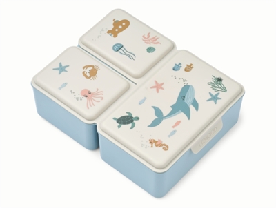 Liewood Driss lunchbox i sandy med havdyr print