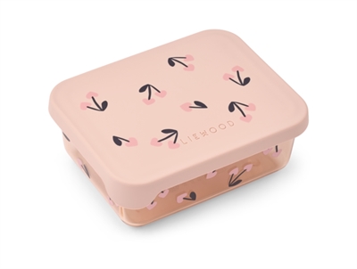 Liewood Ako snackboks i rosa med cherry heart print