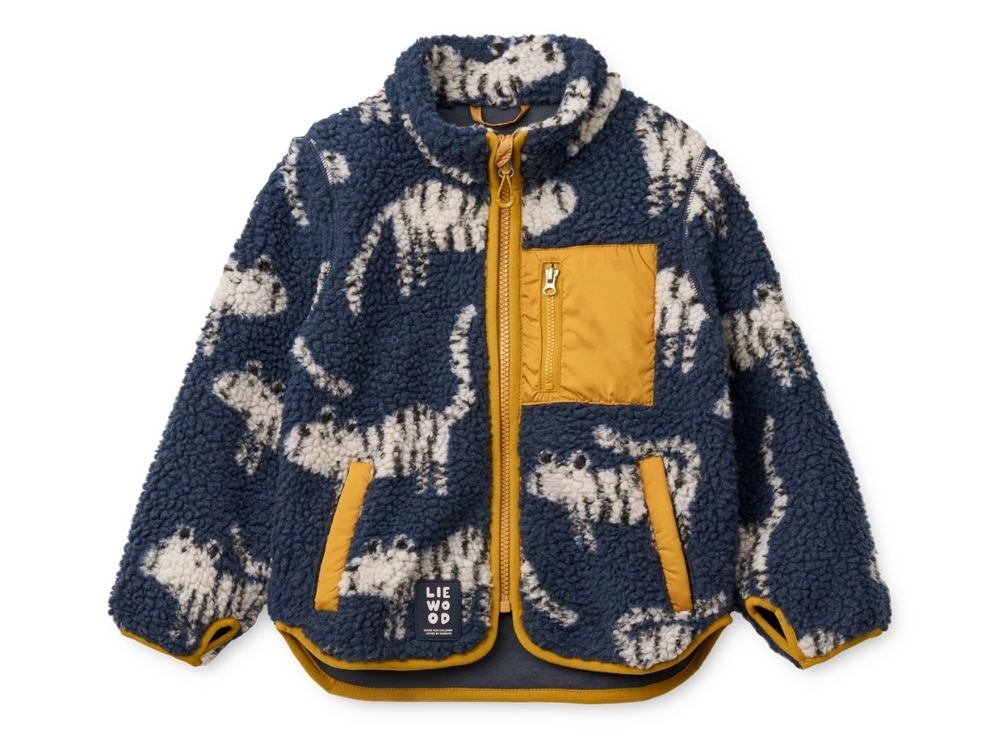Liewood Nolan Teddyjakke Classic Navy Med Tigerprint - Str. 1.5y 86cm billede