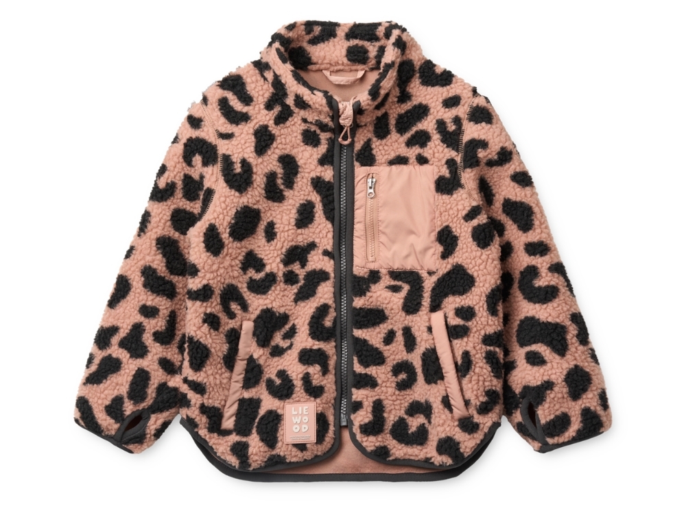Liewood Nolan Teddyjakke Pale Toscany Med Leopardprint - Str. 3y 98cm billede