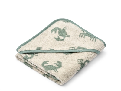 Liewood hættehåndklæde i sandy med krabbeprint