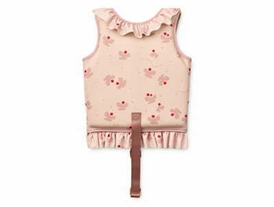 Liewood Dove svømmevest i lyserød nuance med sommerfugleprint set bagfra