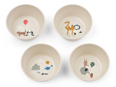 Liewood Cees skålesæt around the world sandy med fire skåle