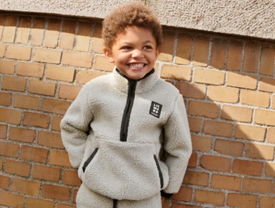 Liewood Balou pile sweatshirt i mist med lynlås i halsen