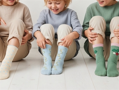 MINIPOP strømper 3-pak i clear sky med print